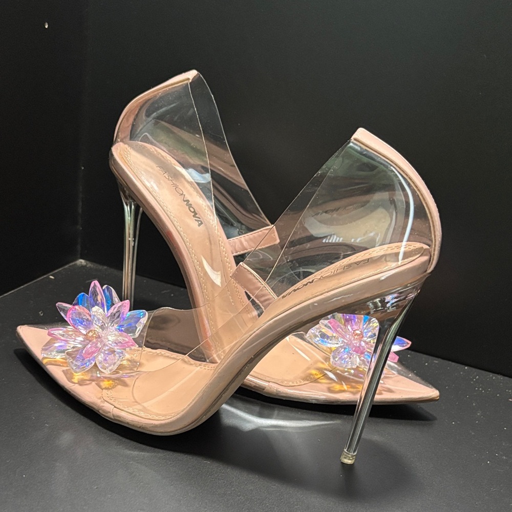 Fashion Nova Pink Heels with Iridescent Embellishments - Picture 4 of 4